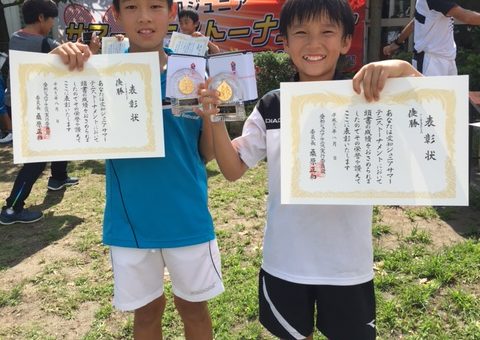 長田虎汰郎　愛知ジュニアサマーテニストーナメント 10歳以下男子ダブルス優勝！！